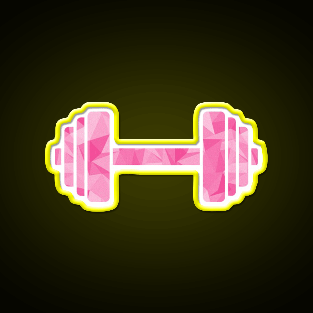Barbell Workout Icon Pink Triangle Pattern Gym Fitness Led Neon Sign Rgb Color - Shineneon