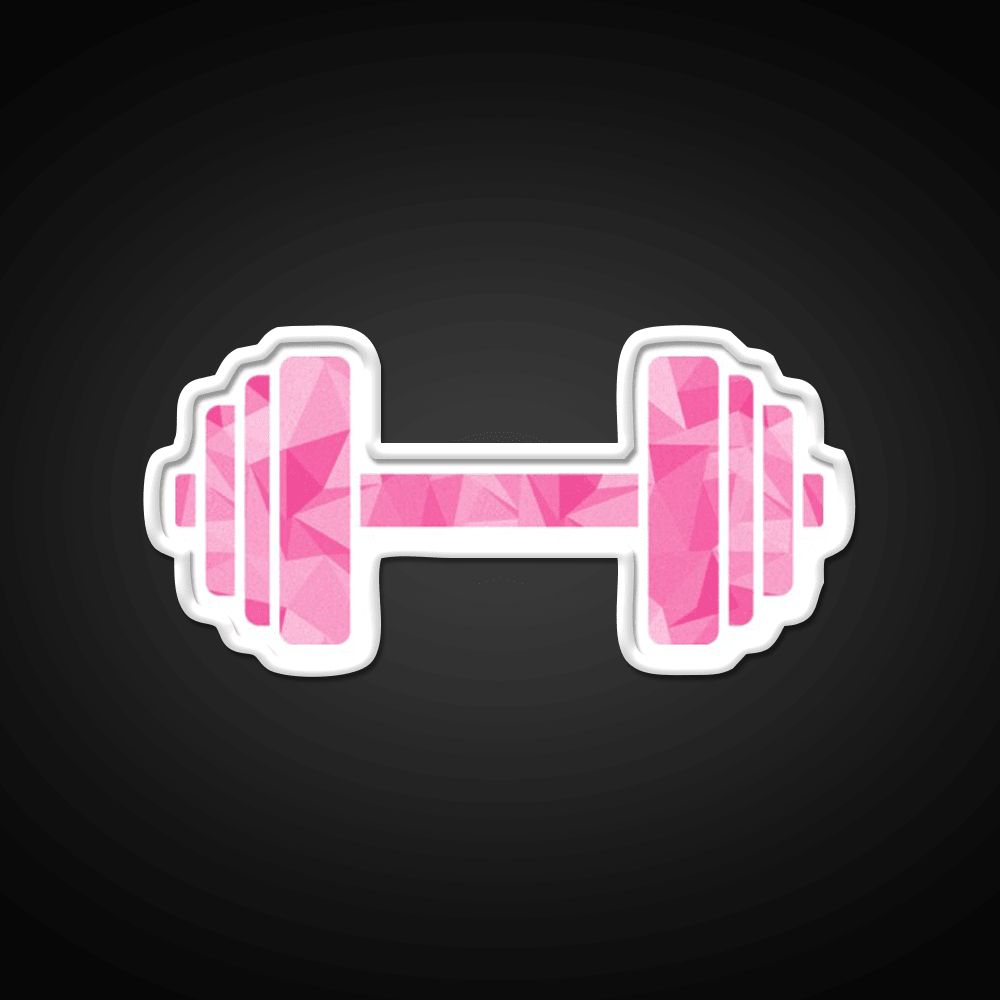 Barbell Workout Icon Pink Triangle Pattern Gym Fitness Led Neon Sign Rgb Color - Shineneon