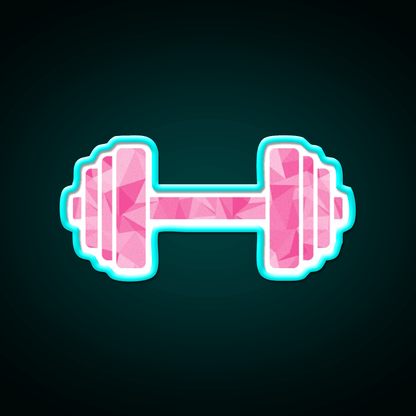 Barbell Workout Icon Pink Triangle Pattern Gym Fitness Led Neon Sign Rgb Color - Shineneon