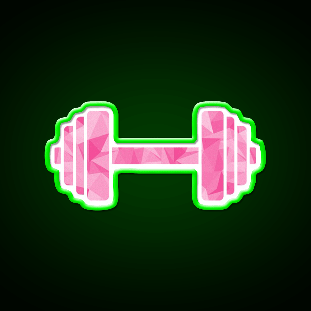 Barbell Workout Icon Pink Triangle Pattern Gym Fitness Led Neon Sign Rgb Color - Shineneon