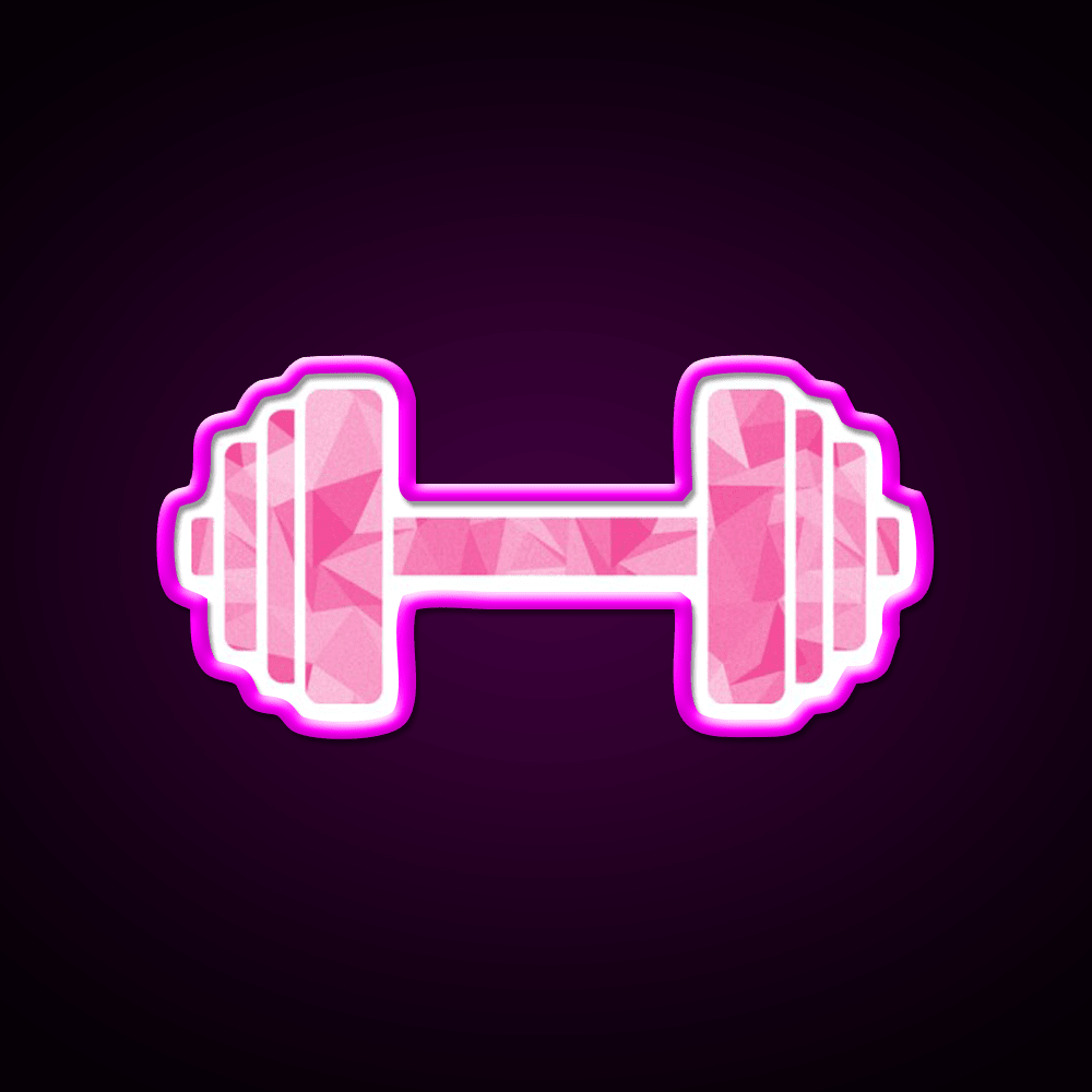 Barbell Workout Icon Pink Triangle Pattern Gym Fitness Led Neon Sign Rgb Color - Shineneon