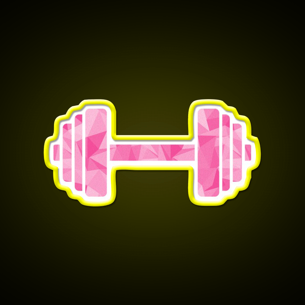 Barbell Workout Icon Pink Triangle Pattern Gym Fitness Led Neon Sign Rgb Color