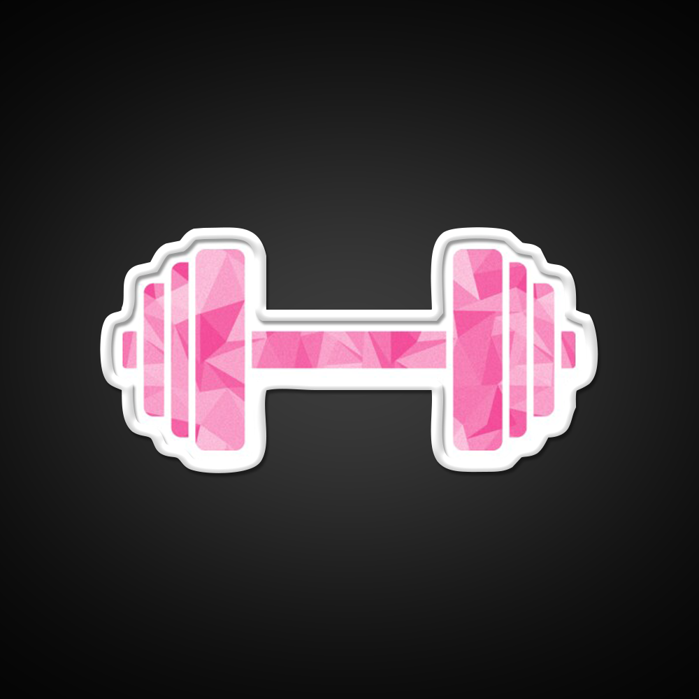 Barbell Workout Icon Pink Triangle Pattern Gym Fitness Led Neon Sign Rgb Color