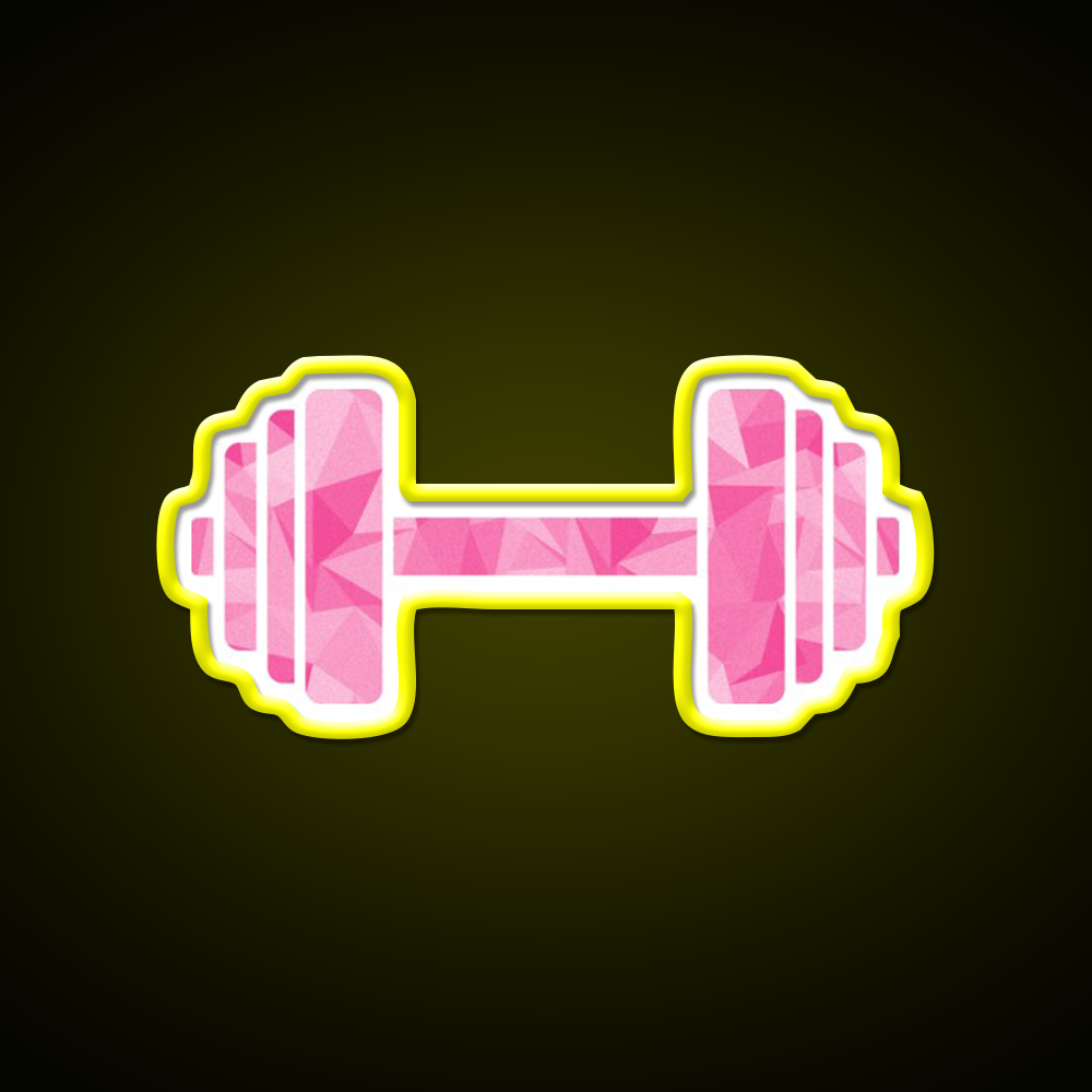 Barbell Workout Icon Pink Triangle Pattern Gym Fitness Led Neon Sign Rgb Color