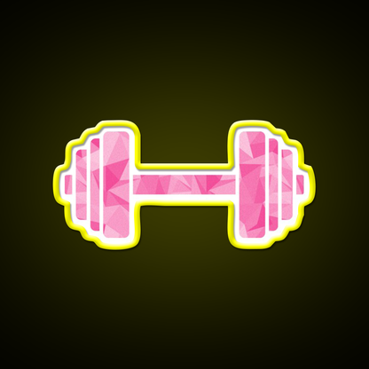 Barbell Workout Icon Pink Triangle Pattern Gym Fitness Led Neon Sign Rgb Color