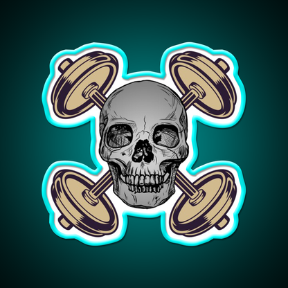 Barbells And Skulls Weightlifting Crossfit Gym Fitness Led Neon Sign Rgb Color