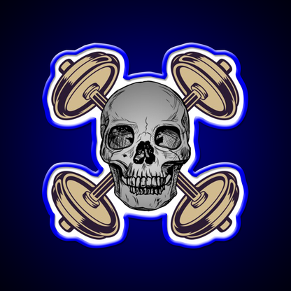 Barbells And Skulls Weightlifting Crossfit Gym Fitness Led Neon Sign Rgb Color