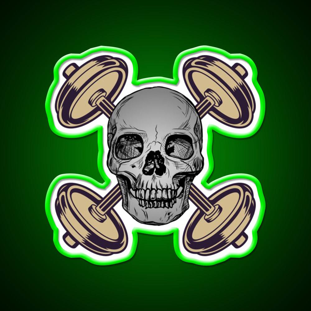 Barbells And Skulls Weightlifting Crossfit Gym Fitness Led Neon Sign Rgb Color