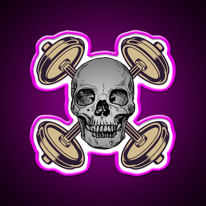 Barbells And Skulls Weightlifting Crossfit Gym Fitness Led Neon Sign Rgb Color