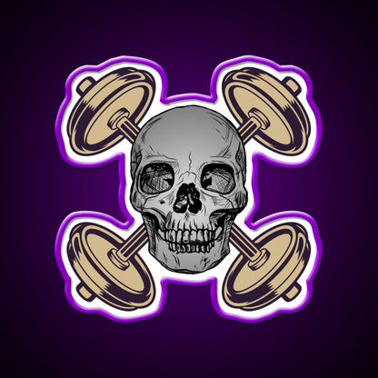 Barbells And Skulls Weightlifting Crossfit Gym Fitness Led Neon Sign Rgb Color