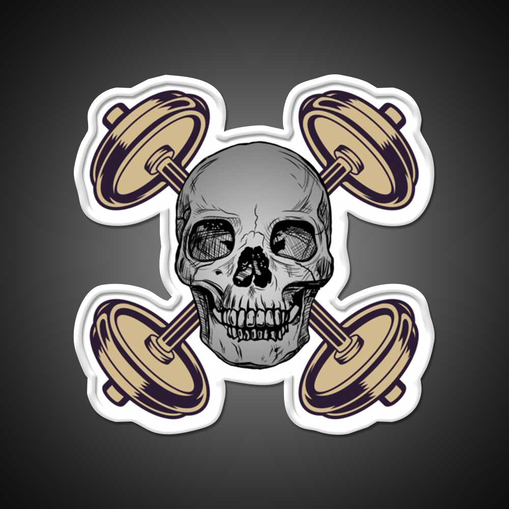 Barbells And Skulls Weightlifting Crossfit Gym Fitness Led Neon Sign Rgb Color