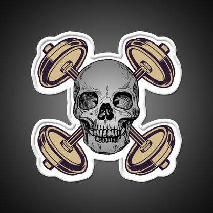 Barbells And Skulls Weightlifting Crossfit Gym Fitness Led Neon Sign Rgb Color