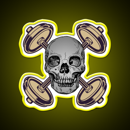 Barbells And Skulls Weightlifting Crossfit Gym Fitness Led Neon Sign Rgb Color