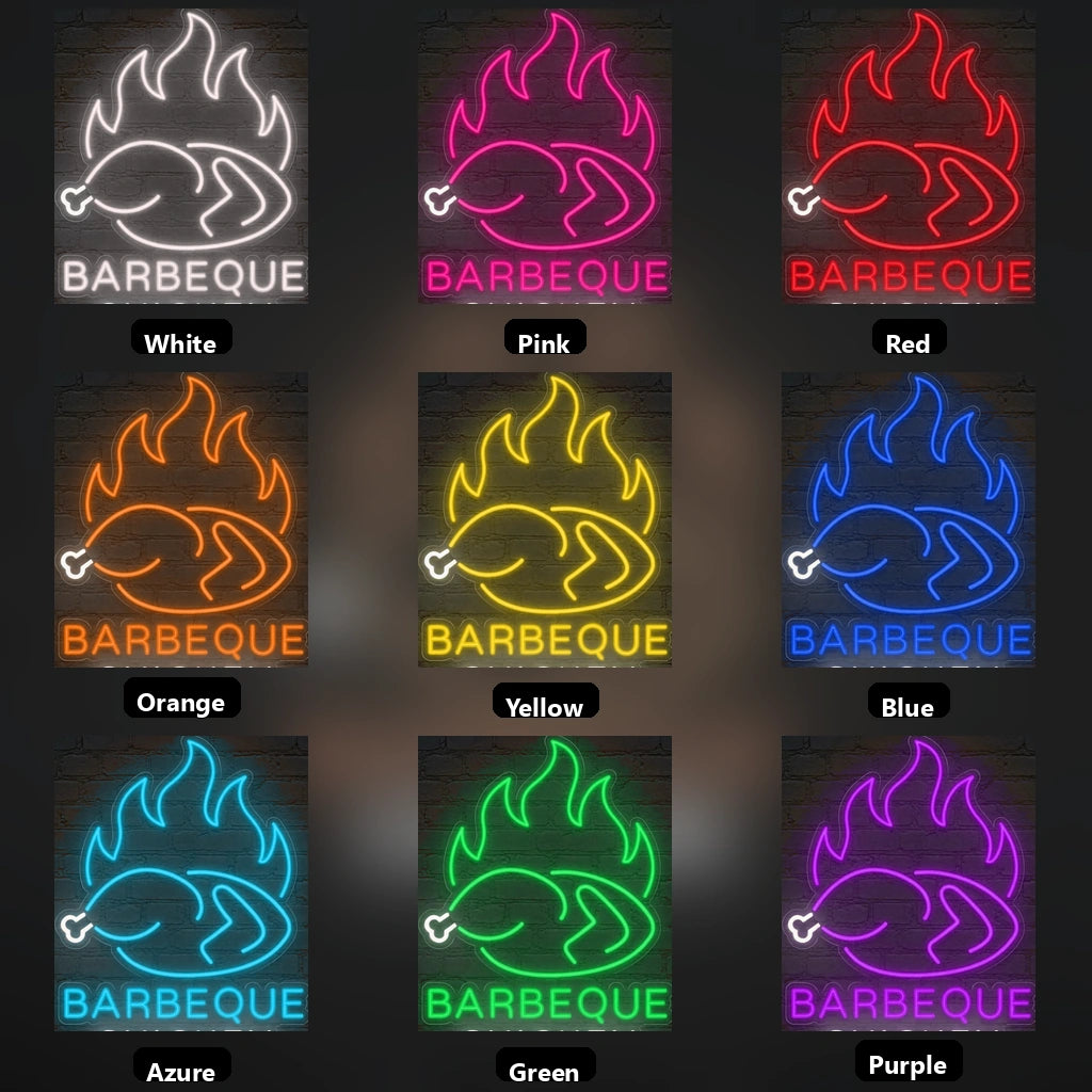 Barbeque Chicken Wall Decor LED Neon Sign - 05 Color Grid