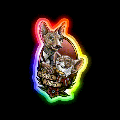 Barber Cats Barber Shop Haircut Led Neon Sign - LED neon sign close-up detail
