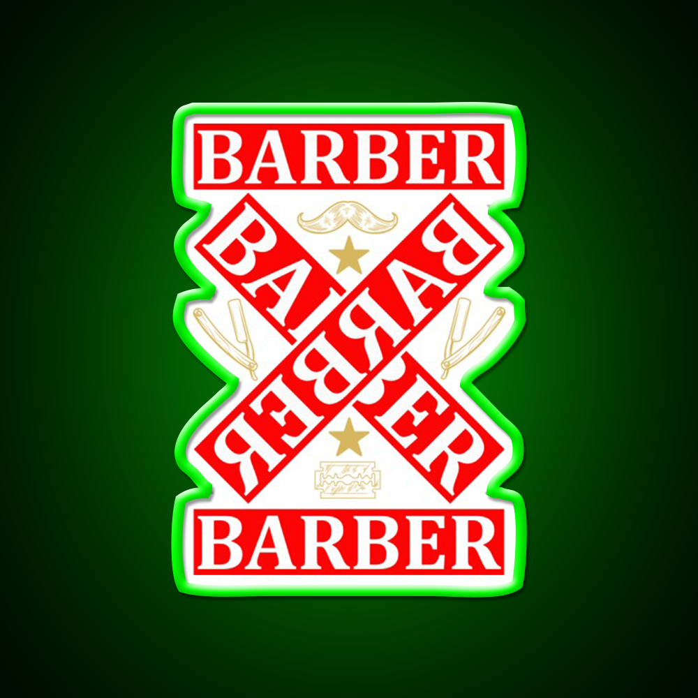 Barber Cross X Barber Shop Haircut Led Neon Sign