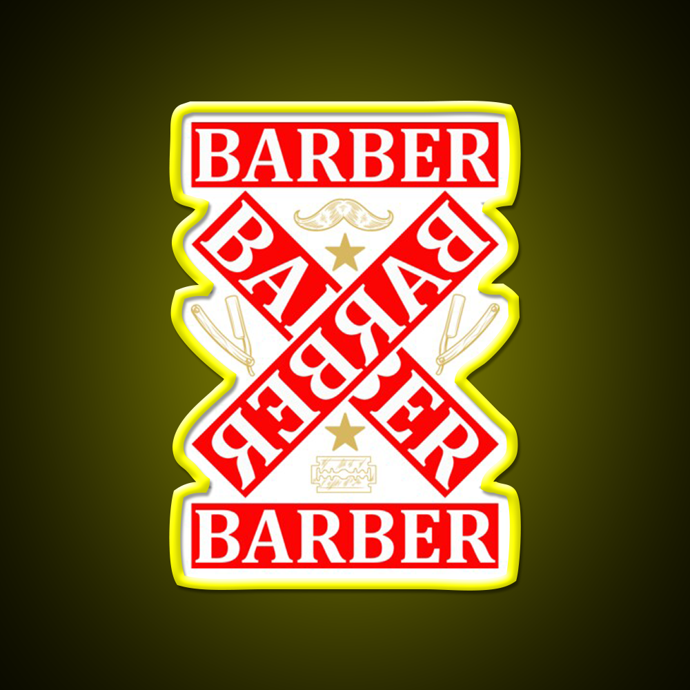 Barber Cross X Barber Shop Haircut Led Neon Sign