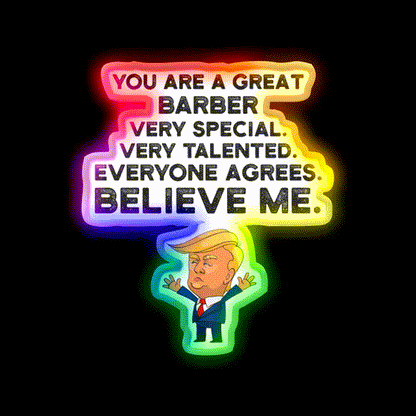 Barber Funny Trump Barber Shop Haircut Led Neon Sign - LED neon sign close-up detail