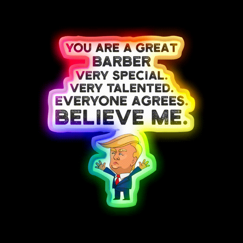 Barber Funny Trump Barber Shop Haircut Led Neon Sign - LED neon sign close-up detail
