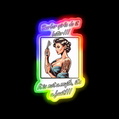 Barber Girl No3 Barber Girls Do It Better Barber Shop Haircut Led Neon Sign - LED neon sign close-up detail
