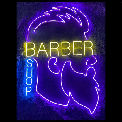 Barber Head And Text Led Neon Sign For Salon Decor | Shineneon