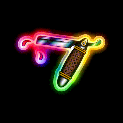 Barber Knife Barber Shop Haircut Led Neon Sign - LED neon sign close-up detail