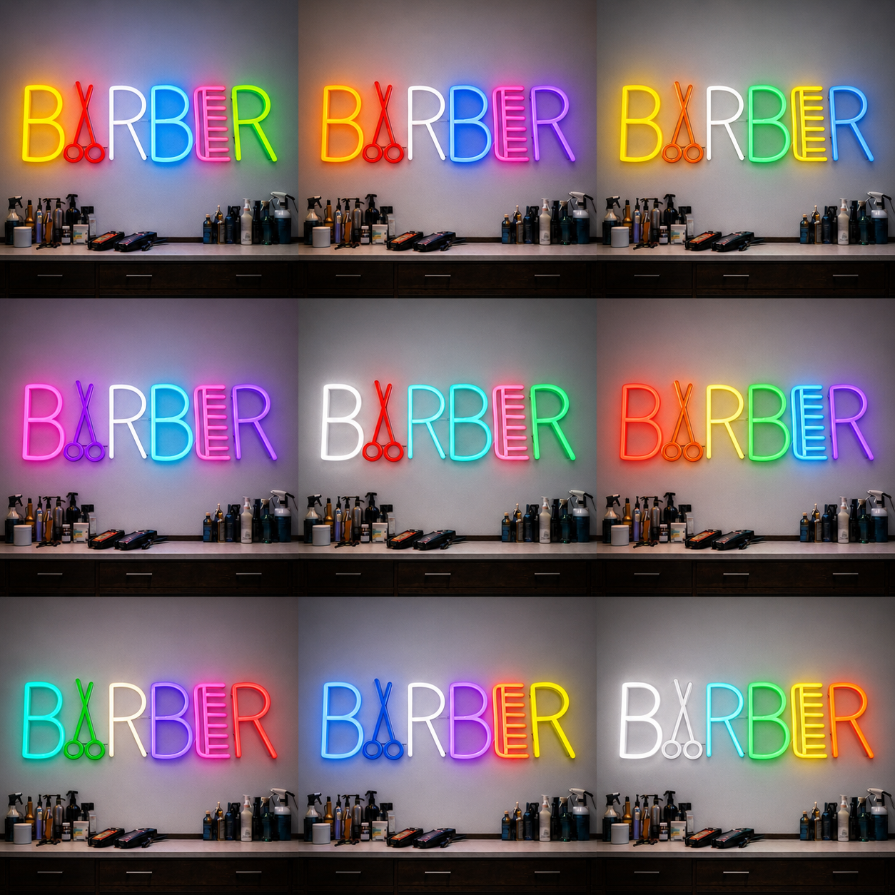 Barber LED Neon Sign Bedroom Decor - 05 Color Grid