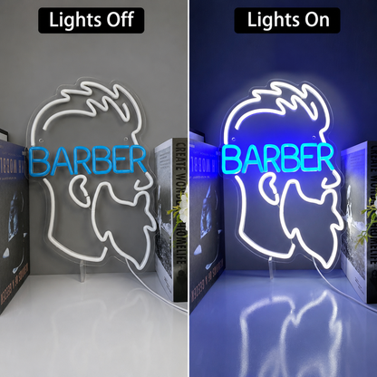 Barber LED Neon Sign Home Decor - 06 Day Night Comparison
