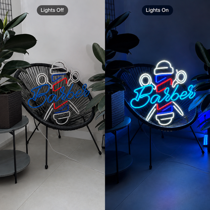 Barber LED Neon Sign Home Wall Art Wall Neon Sign - 06 Day Night Comparison