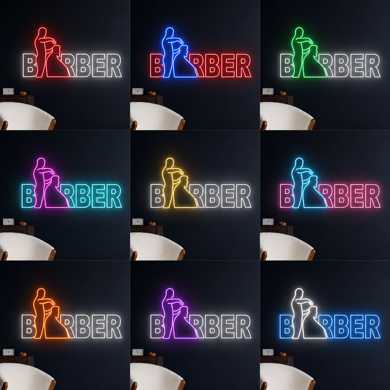 Barber LED Neon Sign Wall Decor - 05 Color Grid