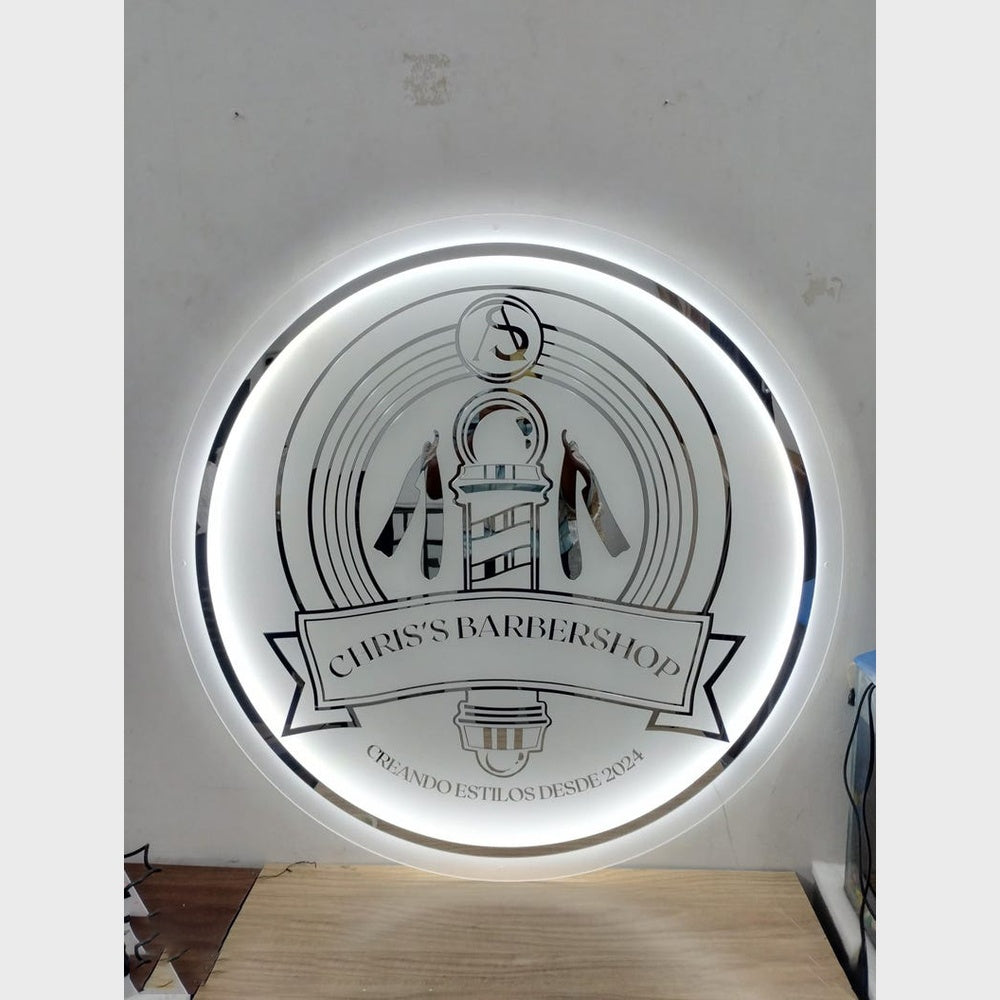 Barber Pole Icon Acrylic Business Logo Sign