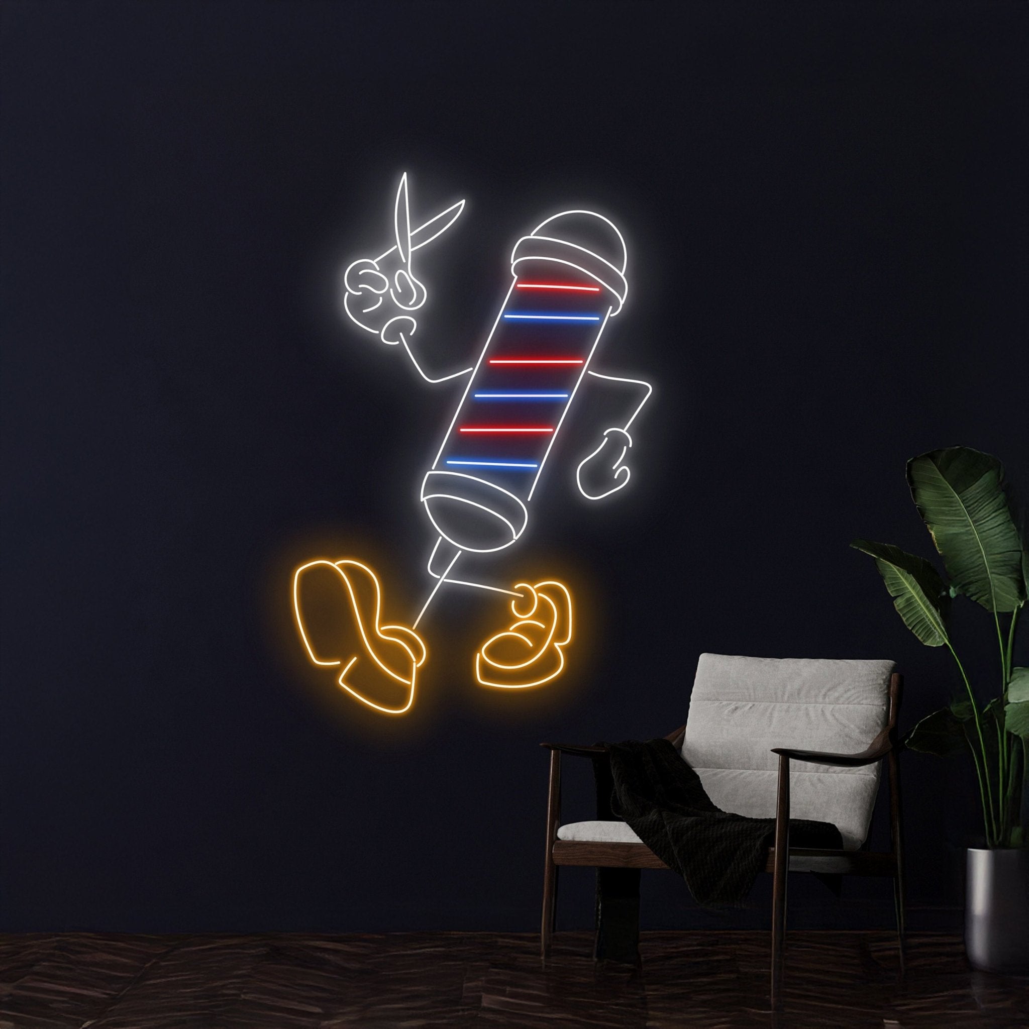 Barber Pole Man Led Sign Barber Led Light Hairstylist Studio Wall Decor - Shineneon