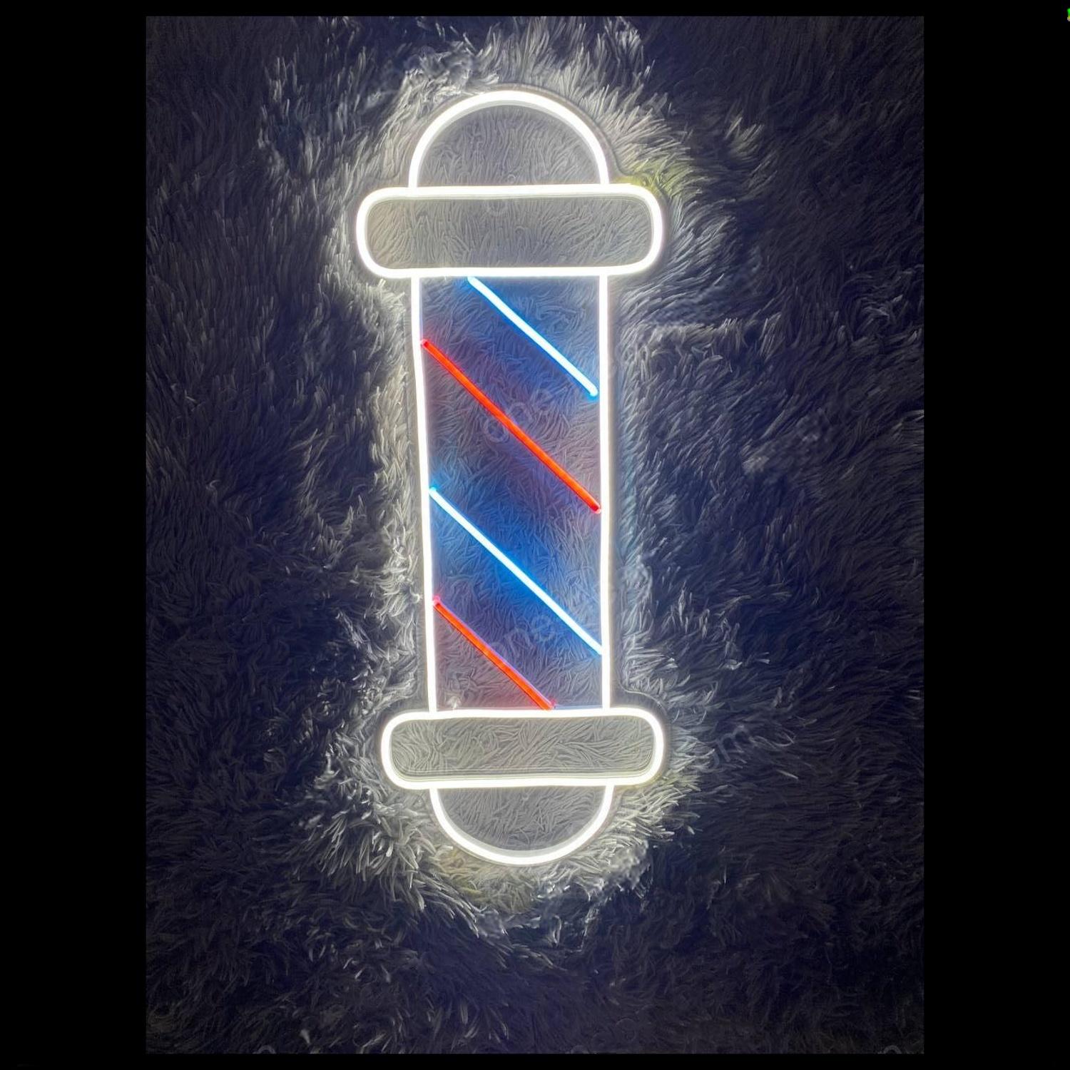 Barber Pole Red Blue White Striped Led Neon Sign | Shineneon