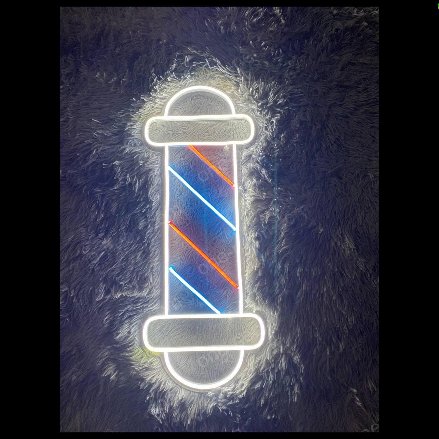 Barber Pole Red Blue White Striped Led Neon Sign | Shineneon