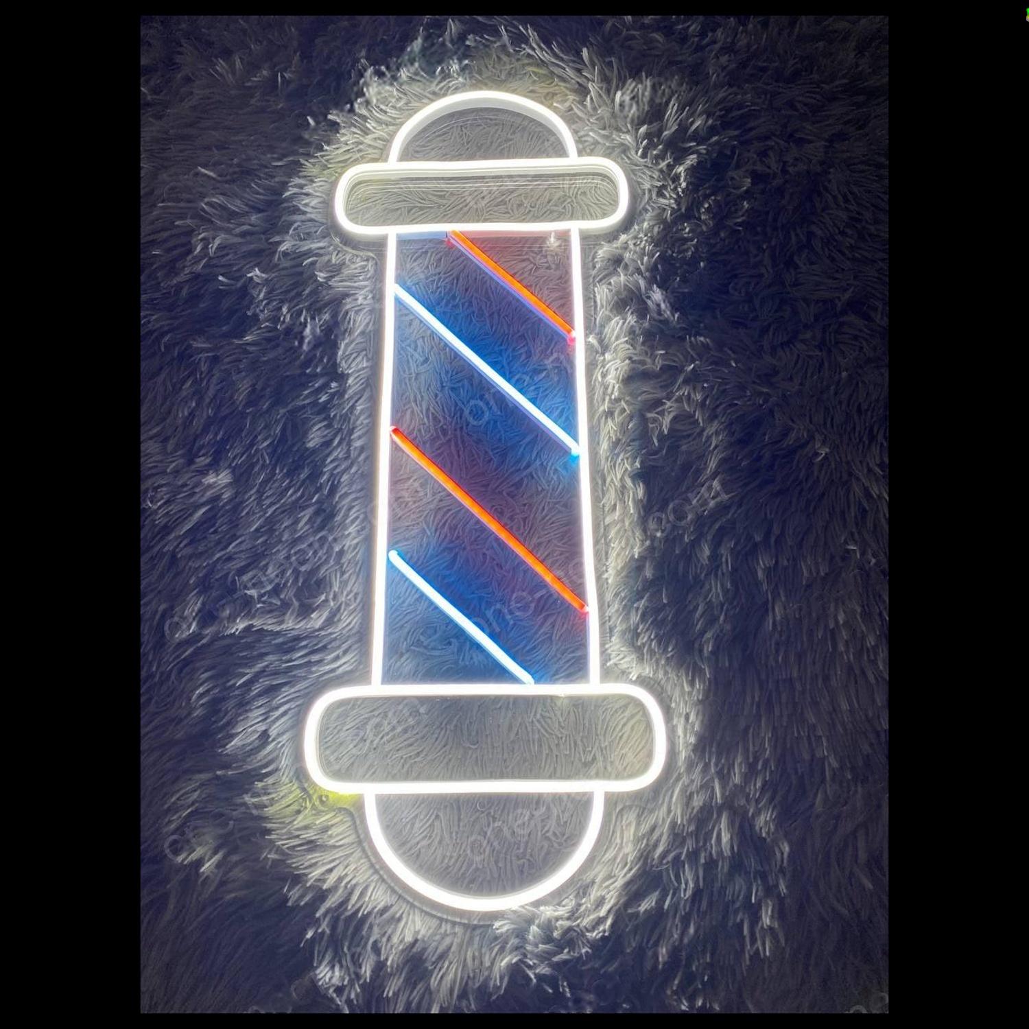 Barber Pole Red Blue White Striped Led Neon Sign | Shineneon