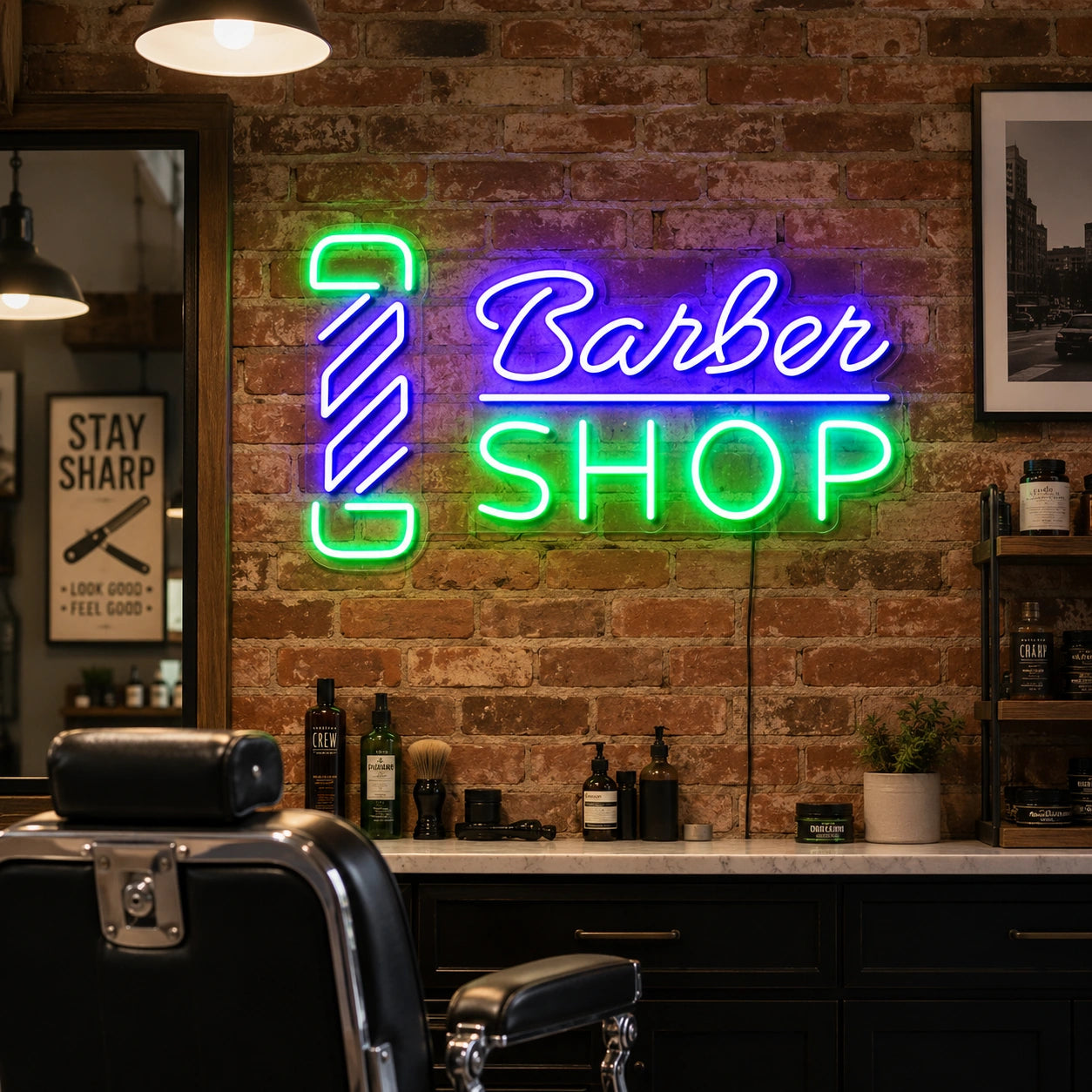 Barber Pole Wall Neon Sign LED Neon Sign real lifestyle scene