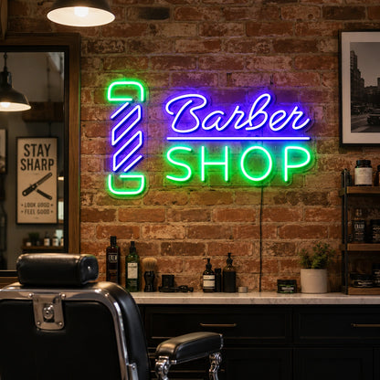 Barber Pole Wall Neon Sign LED Neon Sign real lifestyle scene