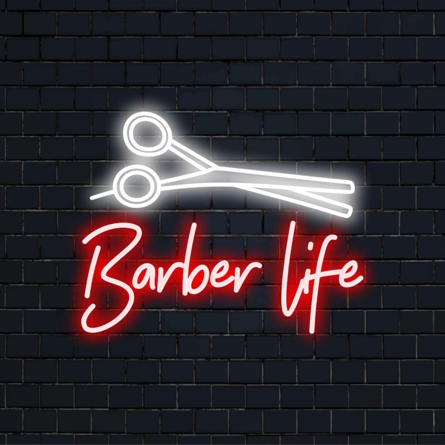 Barber Scissor Red-White Led Neon Sign For Salon Business Decor | Shineneon