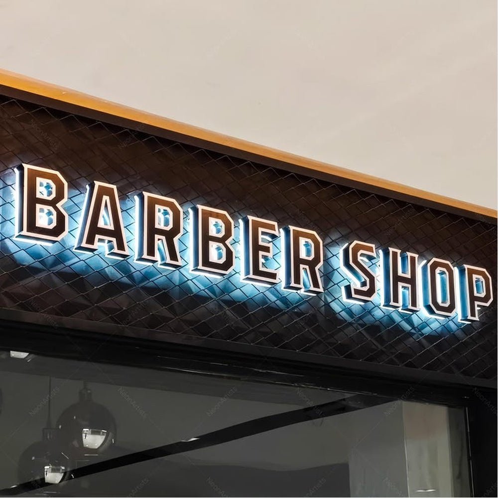 Barber Shop 2 3D Frontlit And Backlit Channel Letter Led Light Sign - Shineneon