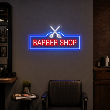 Barber Shop Business Wall Art LED Neon Sign - 03 Real Lifestyle Scene