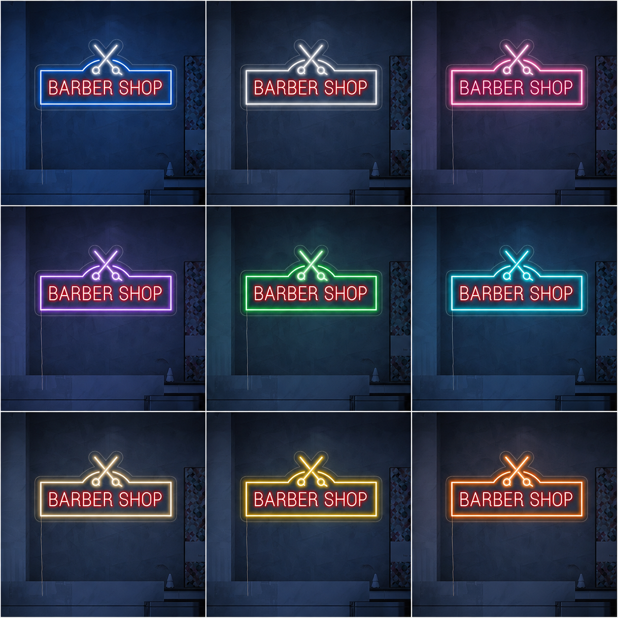 Barber Shop Business Wall Art LED Neon Sign - 05 Color Grid
