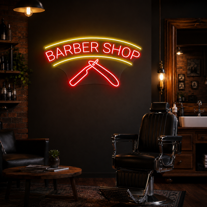 Barber Shop Business Wall Decor LED Neon Sign - 03 Real Lifestyle Scene