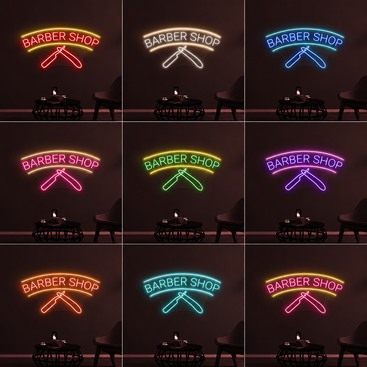 Barber Shop Business Wall Decor LED Neon Sign - 05 Color Grid