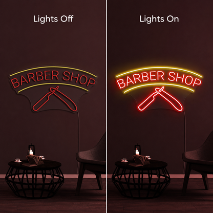 Barber Shop Business Wall Decor LED Neon Sign - 06 Day Night Comparison