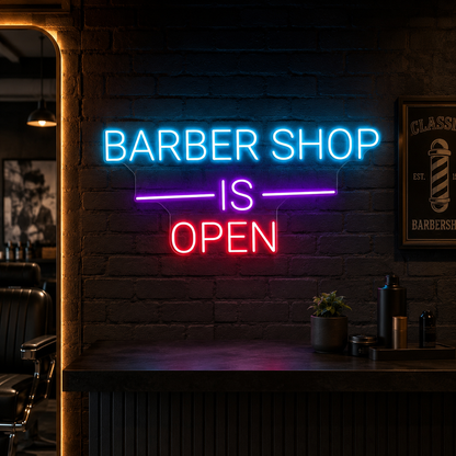 Barber Shop Is Open LED Neon Sign - 02 High-Converting Product Image