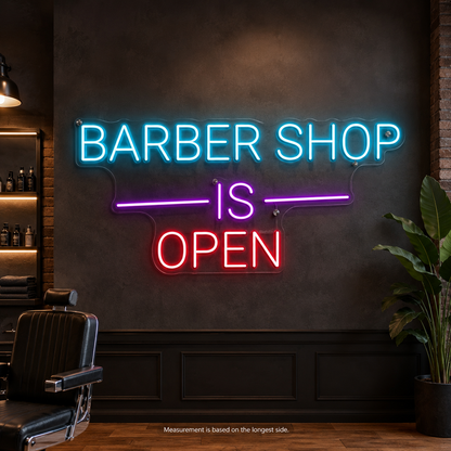 Barber Shop Is Open LED Neon Sign - 04 Size Image