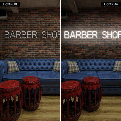 Barber Shop LED Neon Sign Bedroom Decor - 06 Day Night Comparison