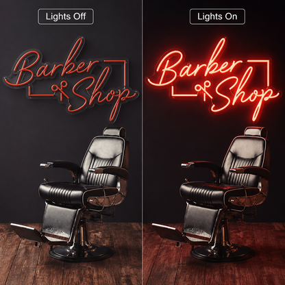 Barber Shop LED Neon Sign Home Art - 06 Day Night Comparison