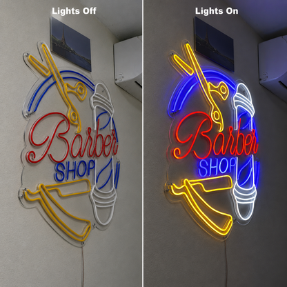 Barber Shop LED Neon Sign Home Decor Wall Neon Sign - 06 Day Night Comparison