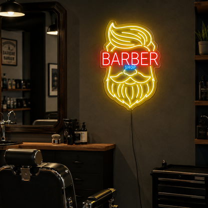 Barber Shop LED Neon Sign Living Room Decor - 03 Real Lifestyle Scene